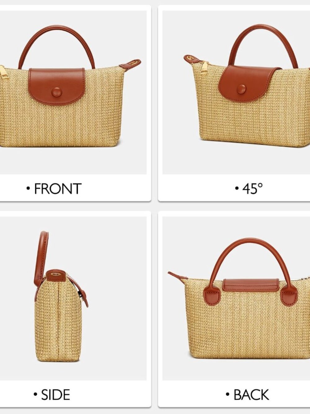 Mini Top Handle Purse for Women Small Summer Straw Beach Crossbody Bags for Lady - Picture 6 of 7